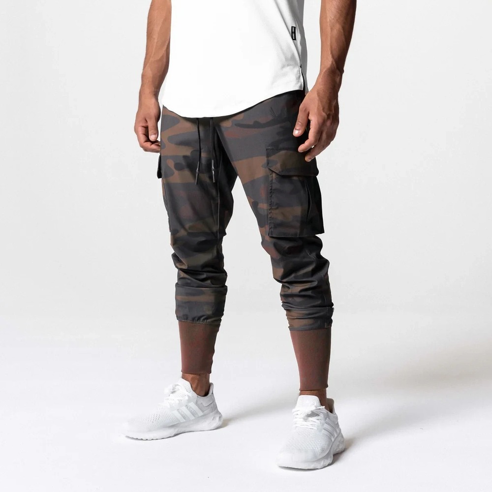 ASRV Tetra-Lite Cargo Joggers Mens Medium Rust Camo High Rib Drawstring Training